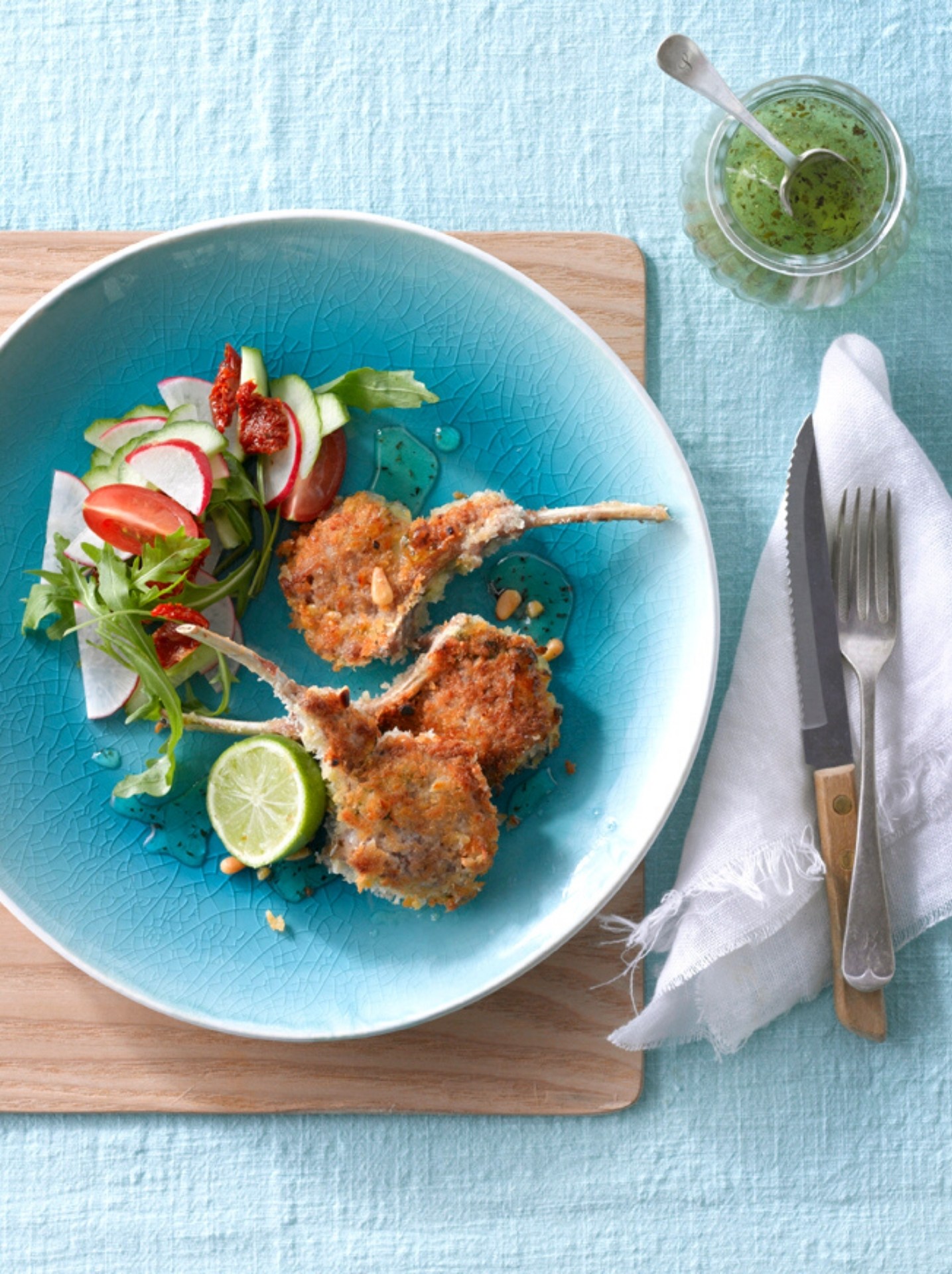 Lamb Cutlets with Minted Pine Nut Recipe | New Zealand Grass-fed Lamb