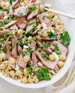 Chimichurri Grass-fed Lamb Medallions with Couscous and Chickpeas Recipe from Family Style Food
