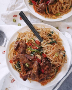 Spicy Korean Style Beef with Glass Noodles Recipe from Hungry Hungry Heejin using New Zealand Grass-fed Beef