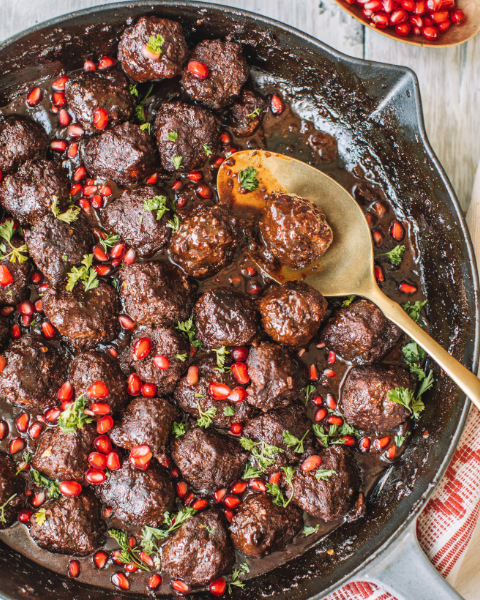 Sweet and Spicy Pomegranate Grass-fed Meatballs Recipe using New Zealand Grass-fed Beef