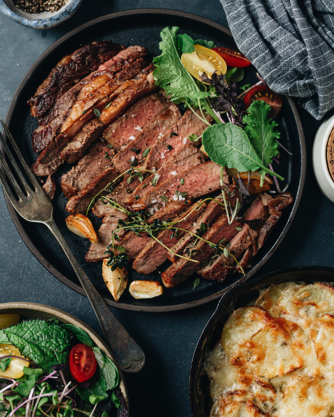New Zealand Grass-fed Ribeye Steak with Scalloped Potatoes Recipe