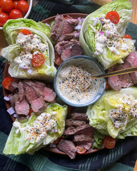 Party Steak & Wedge Salad Recipe from Delishaas